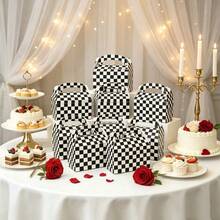 12/6pcs Black & White Checkerboard Pattern Gift Boxes / Party Favor Packaging Boxes / Birthday Wedding Christmas Gift Boxes / Checkerboard Gift Boxes / Paper Gift Boxes / Christmas Gift Boxes, Party Favor Boxes / Birthday Holiday Celebration Packaging Gift Boxes - Black and White Checkered Gift Box - View 5