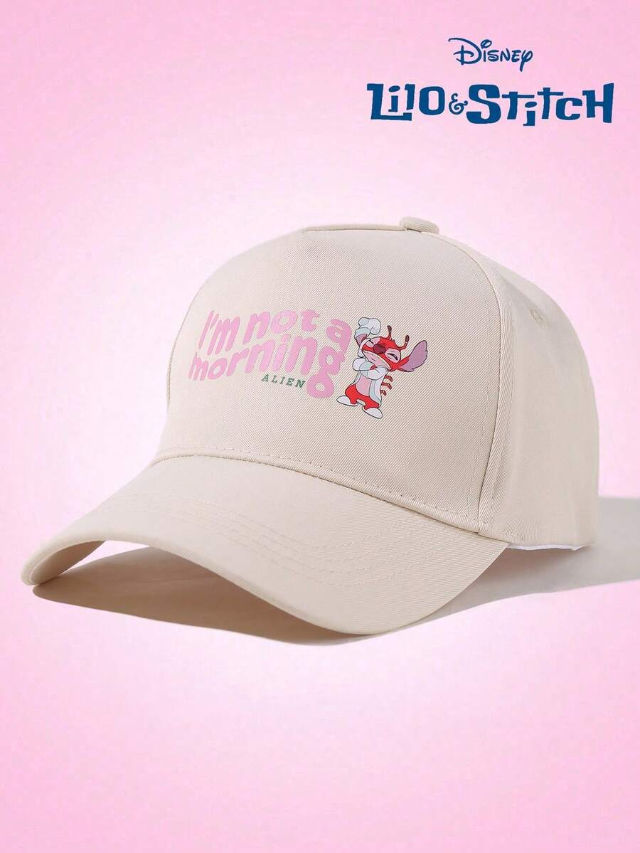 Disney 1件迪士尼官方授權史迪奇刺繡棒球帽，可調節防曬休閒帽，旅行海灘Y2K風格卡通帽
