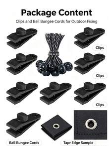 24 قطعة/مجموعة مشابك قماش مقاومة للماء شديدة التحمل مع مشابك وكرات مطاطية، مناسبة لأغطية القماش المقاومة للماء، أغطية حمامات السباحة، التخييم، المظلات - قماش مقاوم للماء للخارج، مظلة، مشابك أغطية، مشابك خيمة، مشابك مظلة خارجية، مشابك بلاستيكية - A - مشاهدة 6