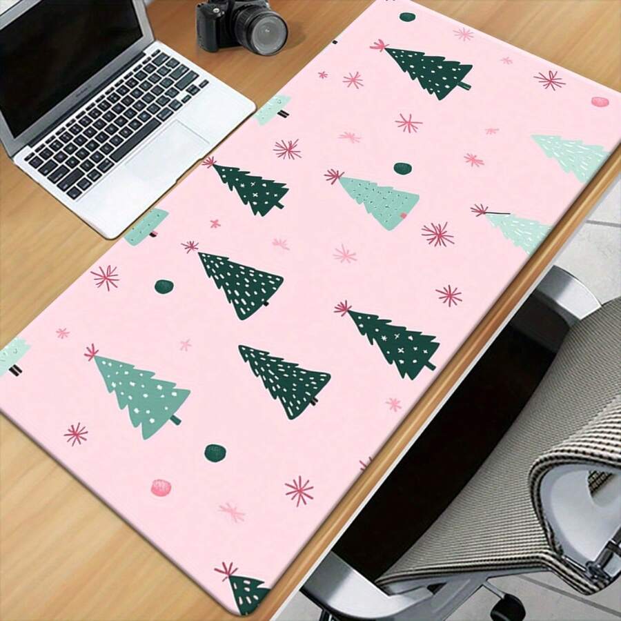 1pc: HD Printed Rubber Office Mat With Christmas Tree Pattern, Multi ...