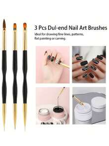 17Pcs Nail Art Brush Set, Multi Function Nail Painting Pens For Liner Drawing Flower Carving And Color Application - Multicolor - View 2