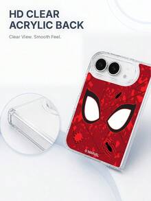 Miniso Spider-Man Phone Case Compatible With IPhone 18 Duo, Unisex Couple Style, Creative Cartoon Graffiti Painted Design, Minimalist Transparent MagSafe Magnetic Foldable Phone Case - Clear - View 3