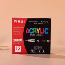 12/24/36 Colors Direct Liquid Acrylic Paint Pens, Soft Tip Acrylic Paint Markers, Suitable For Canvas, Stone, Wood, Glass, Ceramic, Fabric, Etc., DIY Craft Creation - Multicolor - View 8
