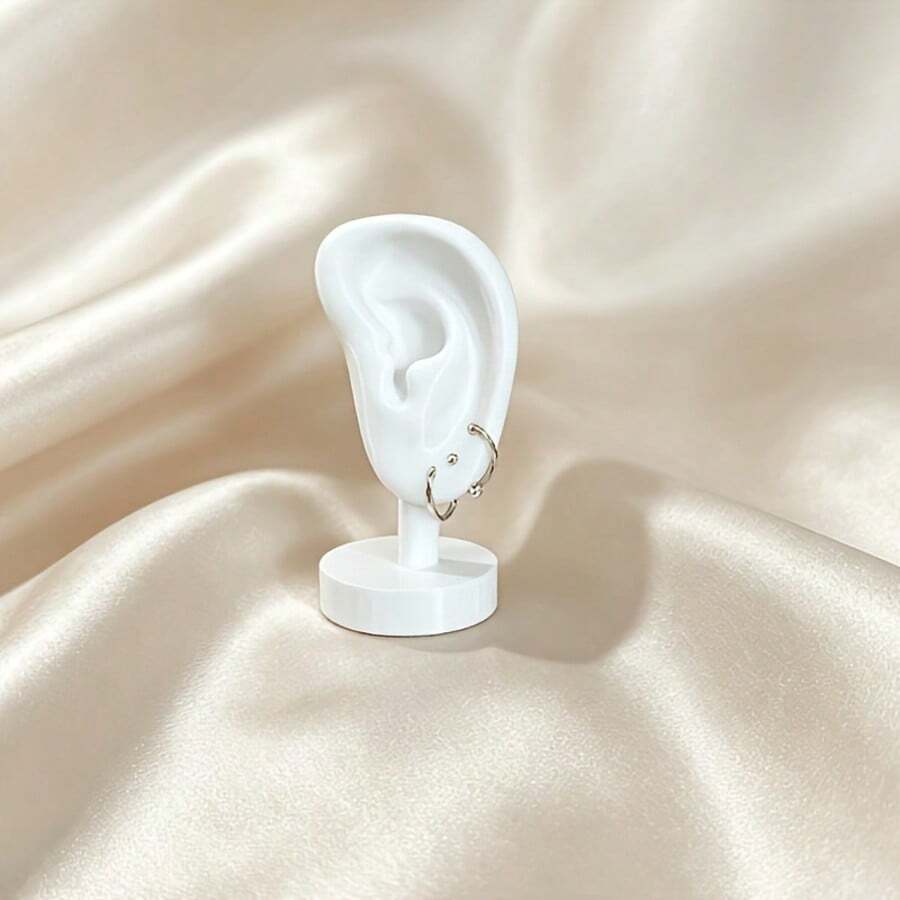 Realistic Ear Model Display Stand, 3D Printed Earring Display With Clear Visual Effect, Effortless Photo Shooting, Jewelry Storage + Display Dual Use, Essential Tool For Jewelry Store Owners And Review Bloggers