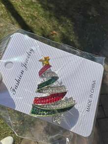European Style Rhinestone Christmas Tree Brooch, Wavy Layered Five-Pointed Star Tree-Shaped Pin, Holiday Decorative Accessory For Sweaters, Coats And Bags,Christmas Deocrations,Thanksgiving Decorations For Home,Wedding Decoration,Stocking Stuffers - View 9