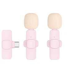 Wireless Lavalier Microphone Suitable For IPhone, Mini Portable Recording Interview Podcast Live Video Microphone, Built-In Noise Cancellation, Plug And Play Wireless Clip-On Microphone For Content Creation (50mAh Rechargeable Battery) - Pink - View 18