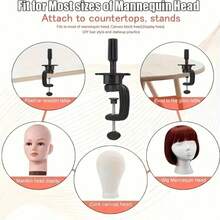 1pc Mannequin Head Wig Stand, Suitable For Wig Making And Display, Training Head Stand, Wig Model Head Holder - View 9
