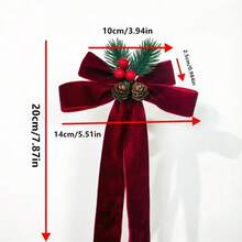 Christmas Velvet Bow Bell Hanging Ornament, Christmas Tree Decoration, Scene Decor, Door Hanging - Multicolor - View 11
