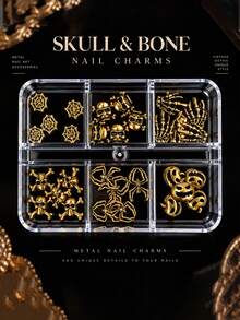 1pc 30pcs Autumn Halloween Alloy Nail Art Charms, Dark Gothic Style Multi-Design Nail Decoration Accessories - Gold - View 3