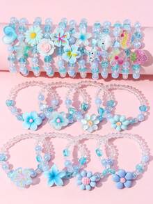 20Pcs Blue Heart Beaded Bracelets Gift Box For Girls, Kids Party Jewelry Birthday Gift - Multicolor - View 6
