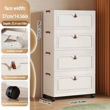 Foldable Storage Cabinet, Home Living Room Toy Storage Box, Snack Cabinet, Kitchen Storage Organizer With Wheels - Multicolor - View 26