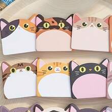 120pcs/Pack (Random Paper) Cute Cat Shaped Sticky Notes, Suitable For Office, Tearable Square Label Memo Pads, Kitten Pattern, Can Be Used For Scrapbook Decoration, Diary, Planner, Bulletin Board Stickers - A - View 1