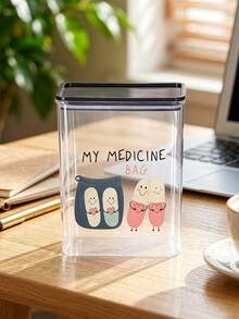 Medicinskåp med transparent mönster, min medicinväska-tryck, dammtät och fuktbeständig, förvaring av medicin och diverse artiklar, för hem och studentboende - Multifärgad - Visa 1