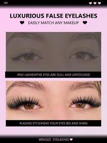 Asiteo 8 Pairs Luxury Cat Eye Fluffy Thick Faux Mink False Eyelashes, Voluminous & Dramatic, Messy Lightweight Look, Reusable, Easy To Wear, Suitable For Daily Makeup, Shopping And Outings - Black - View 4