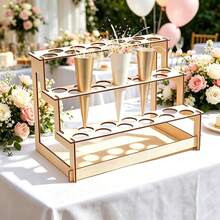 1 Set Wooden Ice Cream & Dessert Display Rack, 3-Tier Dessert Tabletop Stand, Suitable For Wedding, Spring Party - Multicolor - View 2