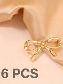 1pc/3pcs/4pcs Metal Style Bow Brooch, Unique Design Niche Accessory, Anti-Exposure Buckle, V-Neck Pin, Versatile - Gold - View 13