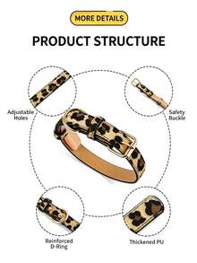 1Pc Leopard Snake Print PU Leather Pet Collar, Adjustable Gold Metal Buckle Comfort Neck Collar For Small Medium Dogs Cats - Multicolor - View 7