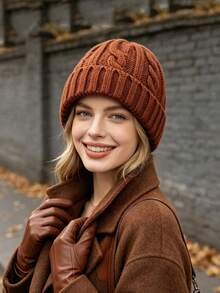 1 Ribbed Knit Beanie Simple Solid Color Loose Large Hat Men's And Women's Autumn And Winter Warm Ear Protection Wool Hat - Multicolor - View 10