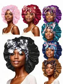 2pcs Women's Sleep Cap Set, Tie-Up Anti-Fouling Hair Cap, Comfortable Breathable Casual Hair Accessory, Suitable For Sleep And Daily Wear - 2pcs - View 13