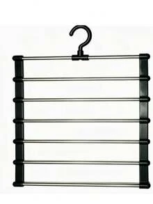 7-Bar Multi-Function Pants Rack, Available In Black And White. 7 Independent Hanging Bars Can Simultaneously Store Multiple Pants, Scarves, Shawls, Leggings, Fully Utilizing Vertical Closet Space, Eliminating Clothing Piles And Wrinkles, Significantly Saving Closet Storage Space. Fits Most Closet Hanging Rods, Convenient And Quick Access To Clothing. Smooth Edge Protection Treatment, Resistant To Snagging And Scratching Fabrics, Stable Load-Bearing And Deformation-Resistant. - Multicolor - View 5