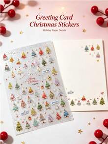 2pcs Colorful Fresh Christmas Tree Pattern Decorative Stickers With Tweezers, Self-Adhesive, Exquisite Atmosphere Stickers, Can Be Freely Assembled And Matched, Suitable For Holiday Gift Box Decoration, Shell, Phone, Laptop, Card, And Other Item Exterior Decoration - Colorful Christmas Tree - View 8