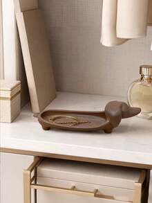 1pc Minimalist Dachshund Jewelry Tray, Vanity Ring & Watch Holder, Entryway Key Hook, Bedside Phone & Glasses Organizer, Multi-Functional Personal Items Tray, Desktop Decor, Creative Design - Multicolor - View 3