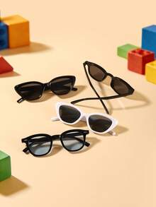 1 Set 4pcs Kids Cat Eye & Round Frame PC Glasses, Fashion Retro Style For Party & Vacation, Ages 3-8, With Glasses Case - Multicolor - View 5