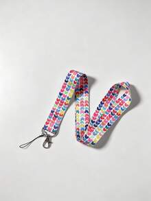 1pc Colorful Heart Print Lanyard, Cute Pattern Neck Strap With Metal Hook, Phone Lanyard, Student ID Badge Holder, Hospital Work ID Anti-Loss Strap, Nurse Day Gift, Suitable As Gift Or Daily Use - Multicolor - View 7