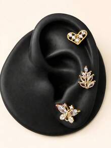 3 Pairs/6 Pieces Cute Fashionable Women's Earring Set, Suitable For Daily Commute, Date, Vacation Wear, Gift For Best Friend, Gift For Friend - Multicolor - View 2