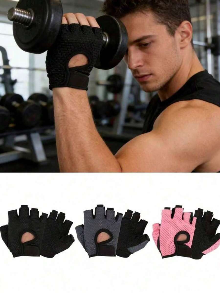 Adjustable Non-Slip Sports Gloves For Weightlifting And Cycling - Black Breathable Design, Suitable For High-Intensity Training, Fitness Accessory - A - View 1