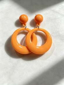 1 Pair Round Plastic Earrings Fluorescent Color Party Exaggerated Earrings - Multicolor - View 6