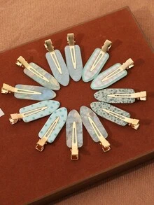 12入 薄荷綠復古波點豹紋格紋髮夾，百搭髮飾，適合日常通勤、野餐、拍照 - 彩色 - 查看 2