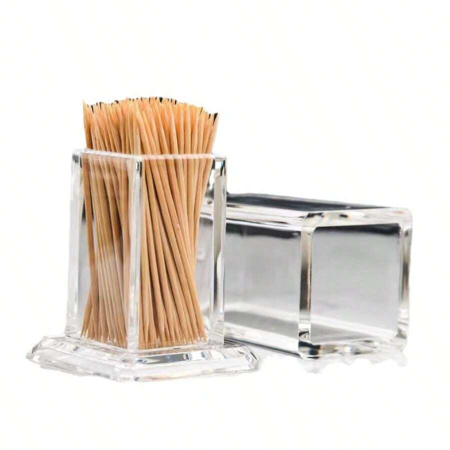 4 Packs PMMA Toothpick Holder, Transparent Acrylic Toothpick Holder, Simple Transparent Toothpick Holder, Elegant And Clean, Suitable For Home Kitchen Storage, Creative Portable Toothpick Holder - View 1