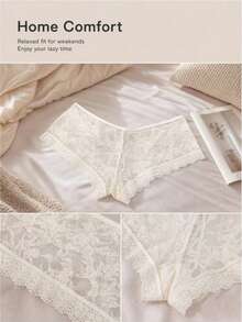 4pcs Women's Lace Panties, Mid-Waist Triangle Briefs, Comfortable And Soft - Multicolor - View 4
