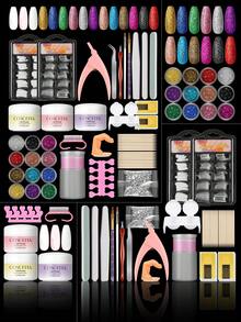 coscelia Acrylic Powder Nail Art Set, Pink Transparent White Acrylic Powder, Beginner DIY Acrylic Nail Extension Full Set, Beginner DIY Salon - Multicolor - View 2
