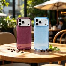 Shiny Transparent Phone Case Compatible With Apple 18 Pro Max 17 Pro Max, Cherry Red, Light Blue, Luxury Glitter Starry Sky Pattern, Unisex - Starry Sky - Cherry Red Single Case - View 7