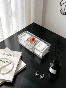 1pc Multi-Functional Desktop Cosmetic Storage Box, Colorful Ball Convenient Opening Handle, Thickened High-Transparency Dust-Proof Design, Freely Stackable Combination, Home Vanity Storage For Cotton Pads, Cotton Swabs, Lipsticks, Makeup Tools, Neat Storage Organizer - View 7