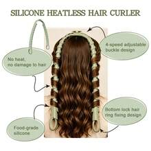 4-Piece Set Of Silicone Non Heat Convenient Hair Curler For Lazy People's Sleep Shaping Hair Clip, Divine Tool For Big Wave Non Heat Curling Iron Styling Hair Braiding - Mint Green - View 5