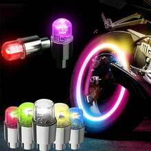 2 paquetes de luces LED para válvulas de neumáticos de coche, luces de neumáticos con colores intermitentes, luces ambientales de neón universales e impermeables para coche, bicicleta, tapas de válvulas de neumáticos, luces decorativas. - Caqui - Ver 5
