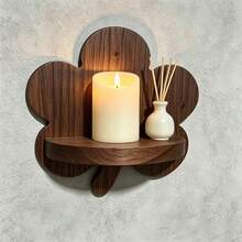 Leaf-Shaped Solid Wood Floating Wall Shelf, Handmade Natural Pine Wall-Mounted Display Rack, Unique Floral Design Wall-Mounted Storage Shelf For Small Plants, Cups, Decor, Bedroom, Living Room, Bathroom, Bohemian Home Decor - View 10
