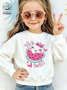 So Sweet Cat Watermelon Heart Hoodie - White - View 10