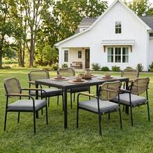 WAHSON OFFICE CHAIRS 4PCS Grey Stackable Outdoor Garden Dining Chairs With Rope Back - 4 Gray - View 11