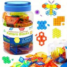 140pcs Translucent Pattern Blocks, Educational Light Table Manipulatives And Accessories, Fun And Engaging Geometric Shapes, Christmas And Halloween Gifts, Random Accessory Colors - Multicolor - View 5