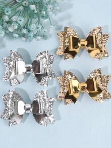2pcs/4pcs Shiny Gold&Silver Hair Clips For Kids Girls, Sparkling Charming Bow Hair Clips,Girls Party Gift,Holiday Party Clips,Daily,Vacation - Multicolor - View 7