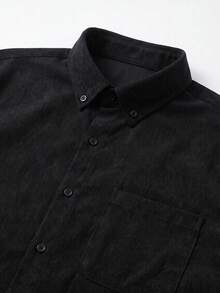 glestore قميص رجالي من المخمل المضلع بطراز أمريكي عتيق "Old Money" - مثالي للتنقل والارتداء اليومي والتنسيق المتعدد الاستخدامات في فصلي الخريف والشتاء - الأسود - مشاهدة 6