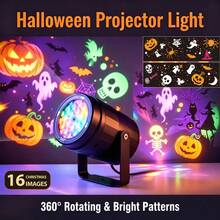 Halloween Projection Light USB Powered 16 Patterns Rotatable Stage Light Large Projection Area Indoor Home Party Event Atmosphere Decoration Light Night Party Gathering Theme Celebration Decoration Holiday Ideal Gift Choice - Multicolor - View 3