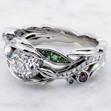 DIYCCPC Women's Luxury Leaf Pattern Cubic Zirconia Ring, Gentle Versatile Jewelry, Suitable For Anniversary, Party And Gift - Multicolor - View 1