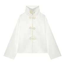 New Chinese Style Retro Satin Jacket Women's Autumn/Winter Stand Collar Top - White - View 4