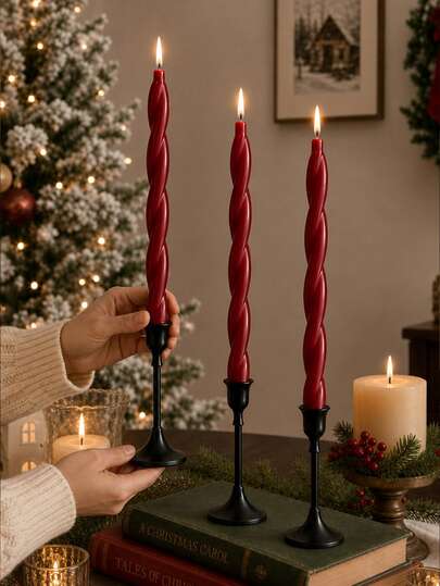 6/4/2 peças Velas Perfumadas de Haste Longa Torcida Cor de Vinho, Velas de Cera de Soja, Pavio de Algodão - 8 Horas de Tempo de Queima, Velas Sem Fumo, Centro de Mesa de Natal, Velas de Decoração para Casa de Natal, Velas de Decoração de Mesa, Festa, Jantar, Decoração de Luxo, Decoração de Presente de Natal, Presente de Natal Fofo, Adequado para Melhores Amigos, Amigos Próximos, Presente Único para Amigas, Presente de Aniversário e Dia dos Namorados