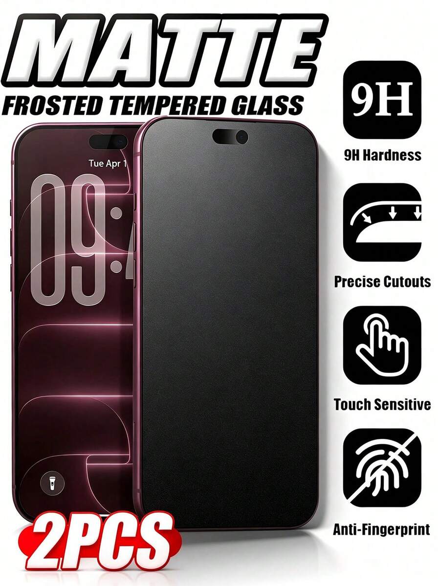 Gorilla Hero 2pcs 2.5D Full Screen HD Matte Tempered Glass Screen Protector, Anti-Fingerprint, Matte Texture Surface, Water-Resistant, Anti-Fingerprint Residue, Phone Accessories, Compatible With IPhone Duo/18 Pro Max/18 Pro/18/17e/17 Pro Max/17 Pro/17 Air/17/16 Pro Max/16 Pro/16 Plus/16/15 Pro Max/15/14/13/12 And Other Models.